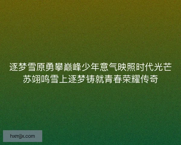 逐梦雪原勇攀巅峰少年意气映照时代光芒苏翊鸣雪上逐梦铸就青春荣耀传奇