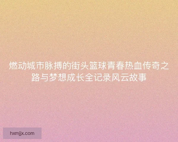 燃动城市脉搏的街头篮球青春热血传奇之路与梦想成长全记录风云故事